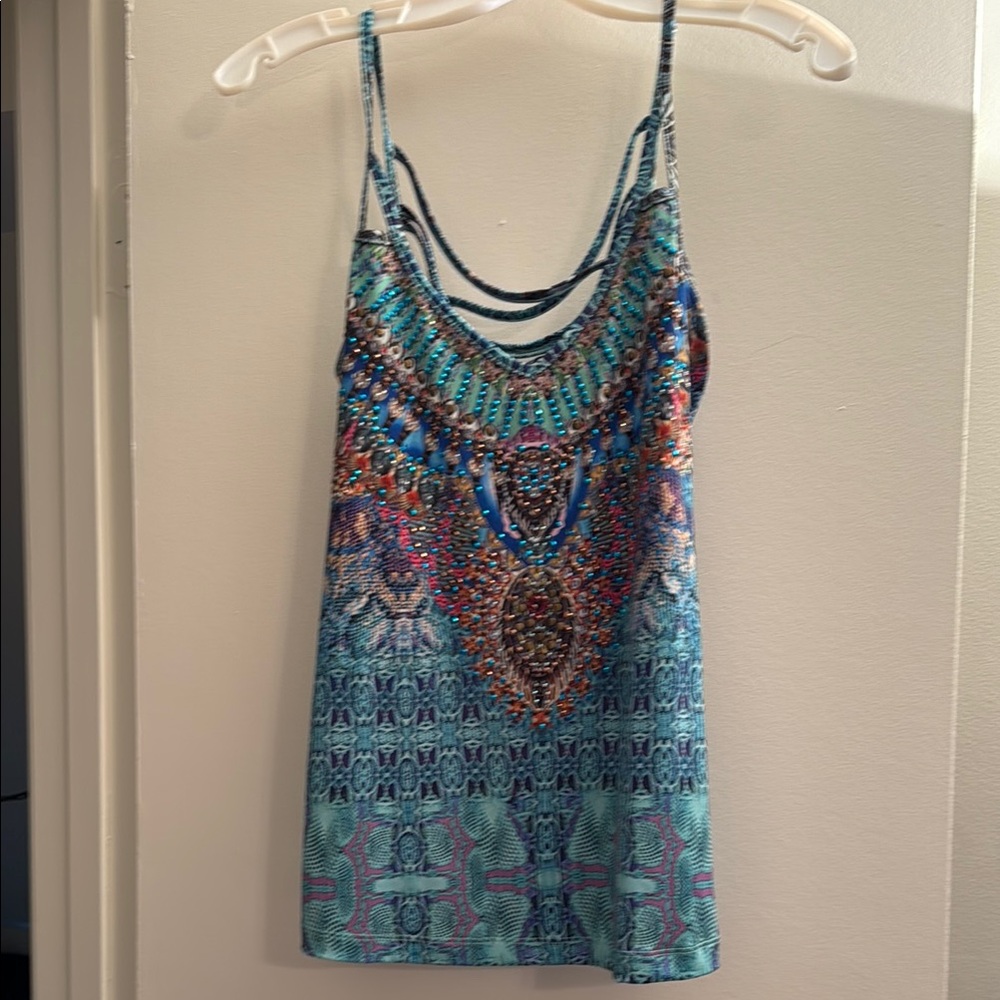 VENUS Blue and Red Sleeveless Graphic Camisole